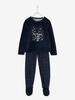 Velour Pyjamas with Stars for Girls blue bright solid with design