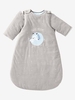 Velour Sleep Bag with Removable Sleeves,  Arctic Wolf Theme grey light solid with design