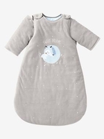 Velour Sleep Bag with Removable Sleeves,  Arctic Wolf Theme grey light solid with design