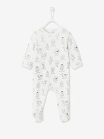 Velour Sleepsuit for Babies,  Dogs white/print