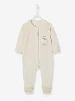 Velour Sleepsuit for Babies,  Press Studs on the Front white light mixed color