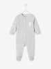 Velour Sleepsuit,  Press Studs on the Front,  for Babies light grey