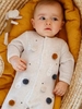 Velour Sleepsuit with Pompoms,  for Babies beige