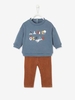 Velour Trousers & Ocean Sweatshirt Combo for Babies dark blue