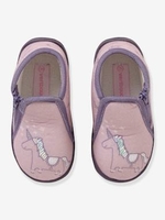 Velvet Effect Shoes with Zip for Babies purple light solid with design