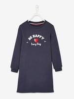 Vertbaudet Capsule Collection Fleece Dress for Girls,  Made in France blue dark solid with design