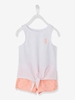 Vest Top & Shorts Ensemble for Girls,  Glittery Pineapple Motif pink light solid with design