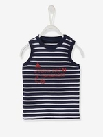 Vest Top for Baby Boys with Printed Motifs blue dark striped