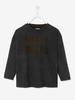 Vintage-Style Top with Guitar Motif for Boys grey
