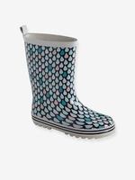 Wellies for Girls blue dark all over printed