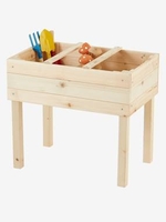 Wooden Square Vegetable Patch beige medium solid with decor